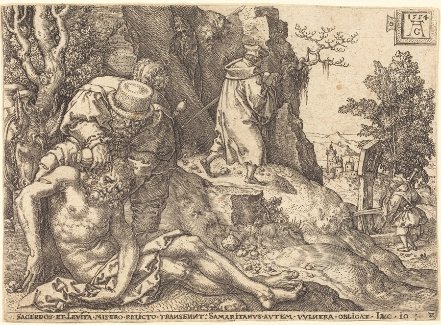 The Good Samaritan Ministering to the Traveler — Heinrich Aldegrever (NGA, public domain)